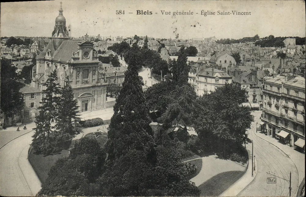 Blois - Vue générale - Église Saint-Vincent — ThG, n°584 - Recto