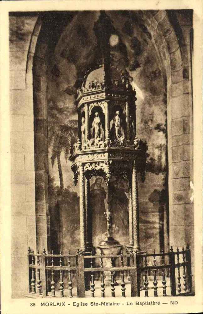 Morlaix - Kirche Ste-Mélaine - Der Taufbau — ND - Vorderseite