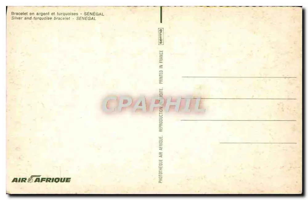 Armband aus Silber und Turquoise — SÉNÉGAL — Verlag serma - Rückseite