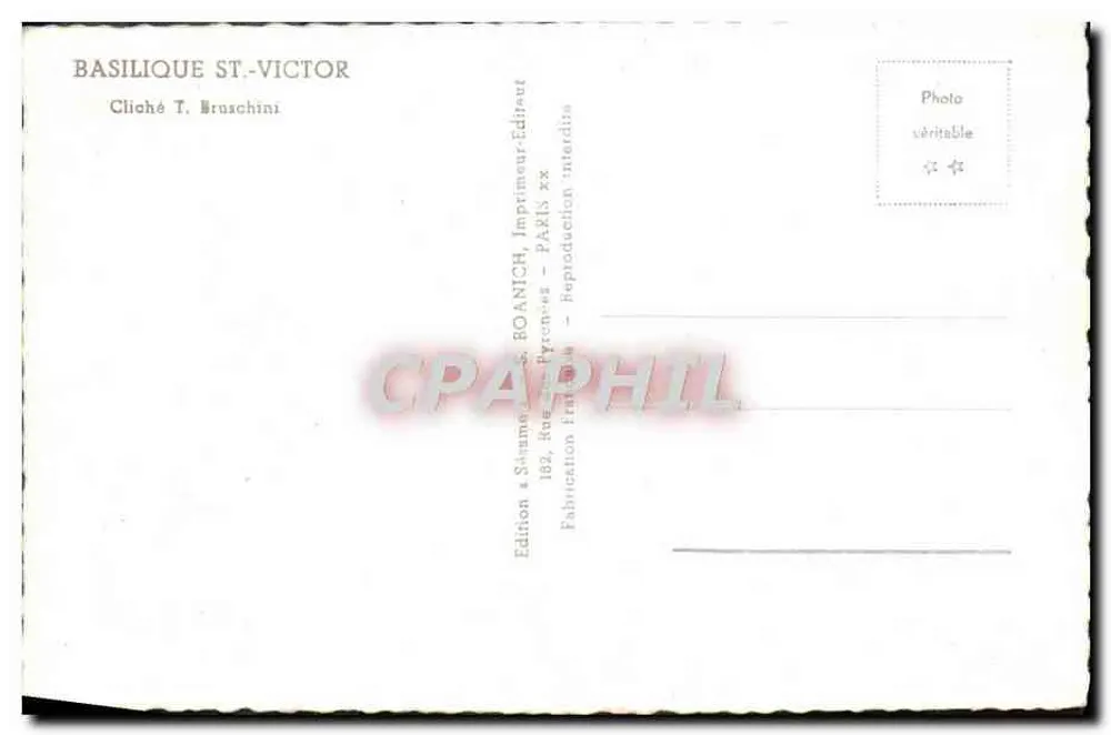 Basílica de São Vicente — Paris — Edição T. Bruschini - Verso