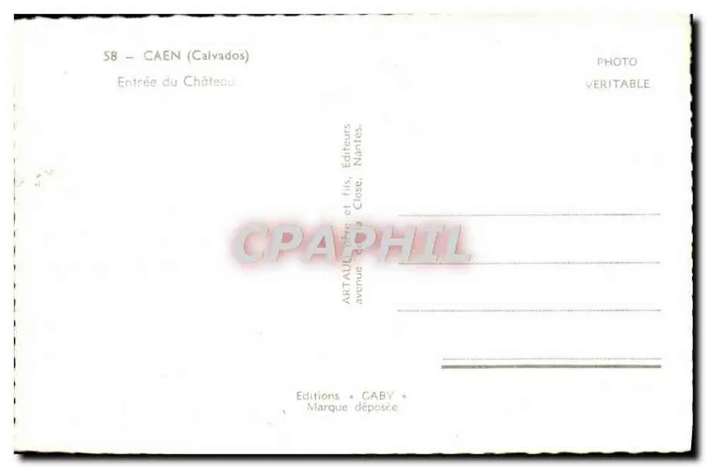 Entrada do Castelo — Caen (Calvados) — Edições Caby - Verso