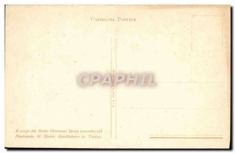 Leichnam des Seligen Giovanni Bosco — Wallfahrtskirche Maria Ausiliatrice in Turin — Cartolina Postale - Rückseite