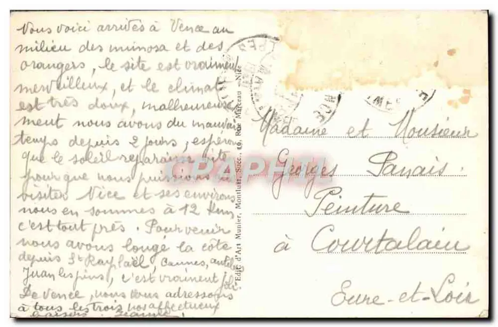 Vence (A.-M.) — Vista geral — Editor Munier, n°1 - Verso