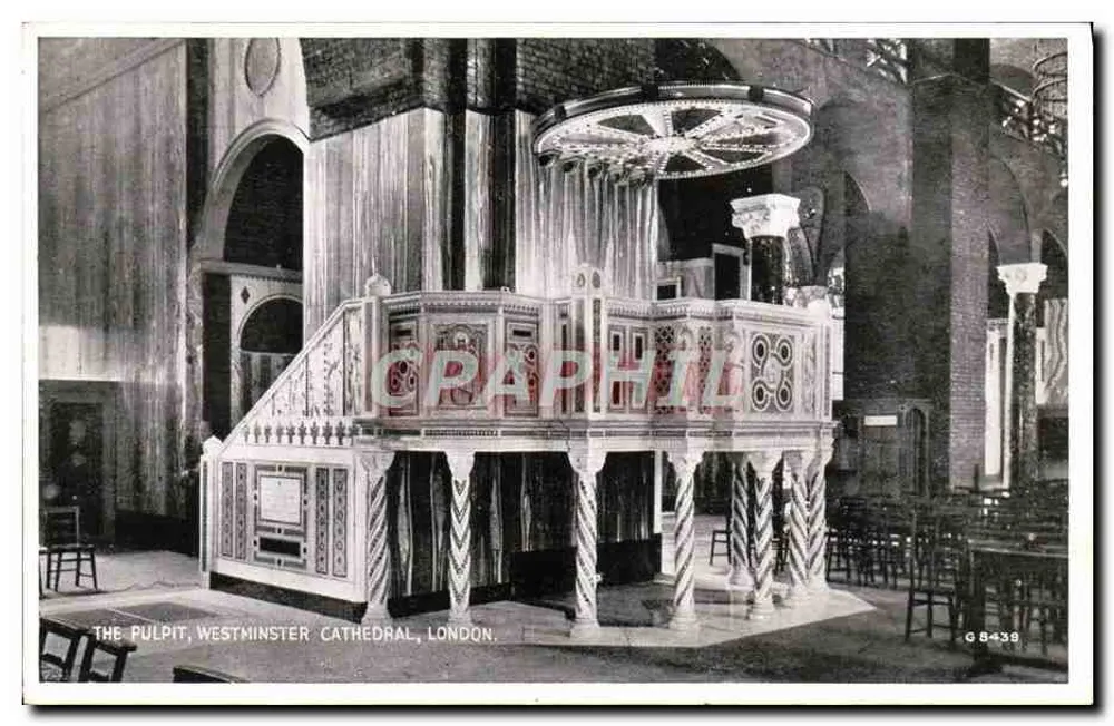 O Púlpito, Catedral de Westminster, Londres — editor Valentine & Sons Ltd, n° G 8439 - Frente