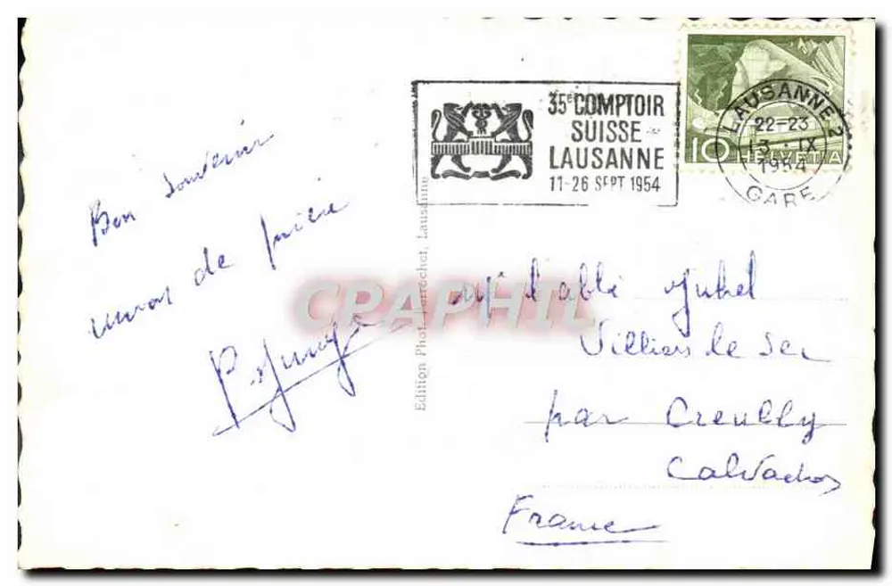 Lausanne — Catedral e Universidade — Edição Photo-Réchel, n° 10365 - Verso