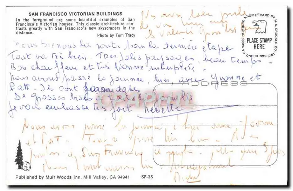 Victorien de San Francisco — vista com arranha-céus — editor Muir Woods Inn, Mill Valley, CA - Verso
