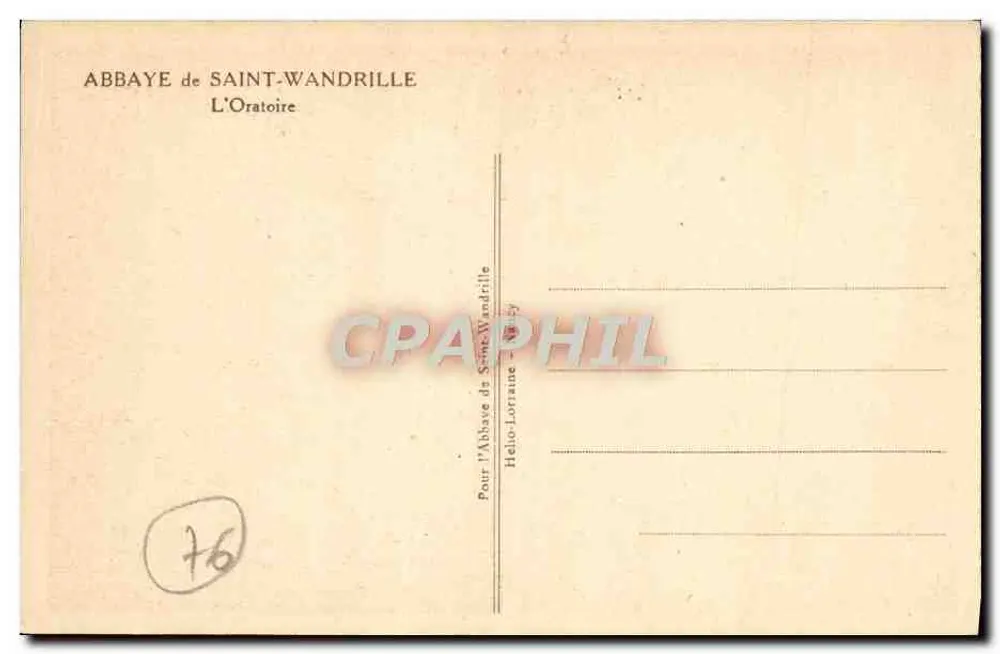 Abadia de Saint-Wandrille — A Oratória — editor Hélio-Lorraine, n°76 - Verso