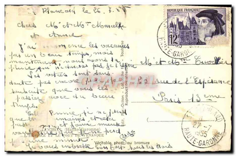 Vue du col de l'Hospice et du fort de l'Enasque — L'Hoste et le fort de l'Enasque — éditeur Elfe - Verso