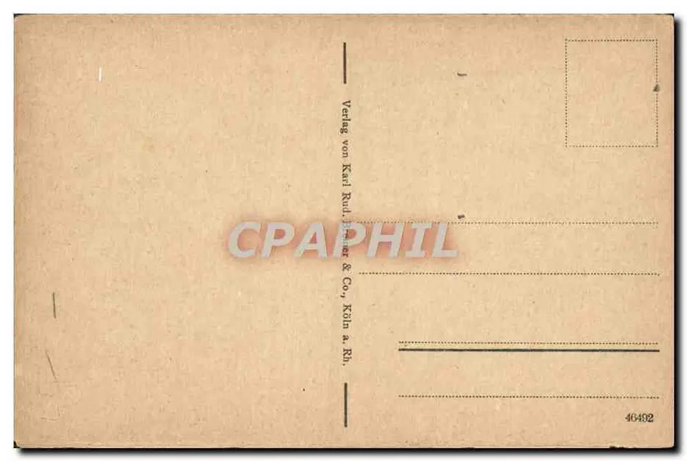 Koblenz - Niemiecki Kąt - Pomnik Cesarza Wilhelma — wydawca Verlag von Karl Raul Bauer & Co, Köln a. Rh. - Rewers