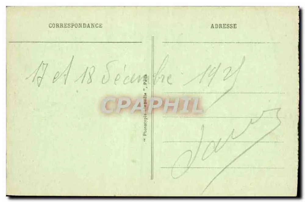 Paris - Das Rathaus — Ansicht mit Brücke und Passagierboot Chocolat-Menier — Verlag Phototypie "Arbelle" - Rückseite