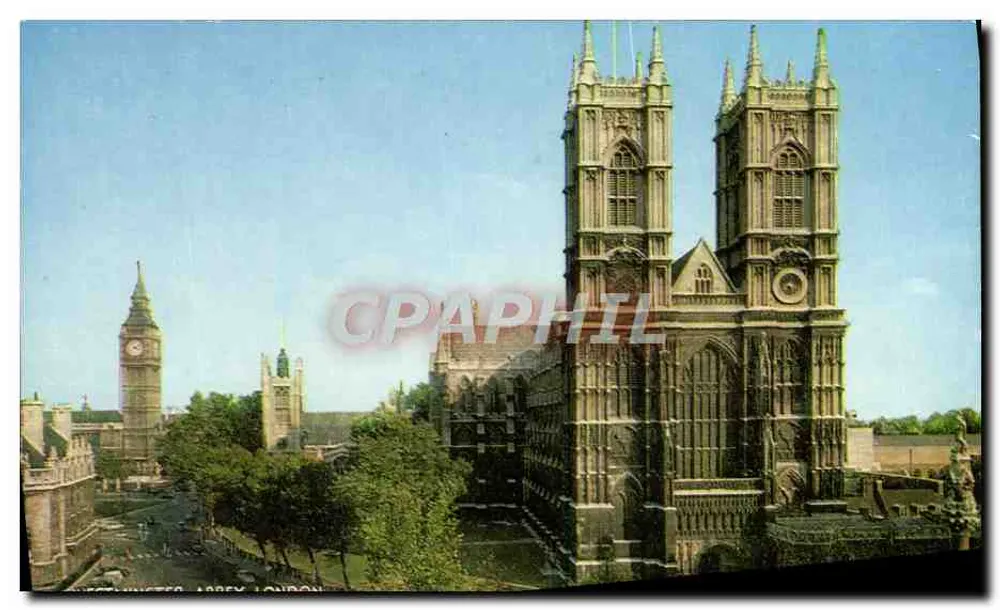 Abadia de Westminster, Londres — vista panorâmica com a torre do Big Ben — editor J. Salmon, série 70 - Frente