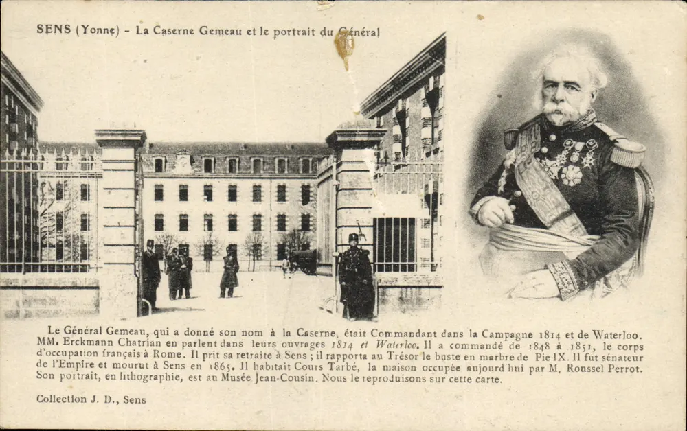 Sens (Yonne) — La Caserne Gémeau et le portrait du Général - Vorderseite