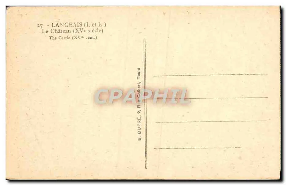 Castelo de Langeais — Século XV — E. DUPRÉ, Tours - Verso