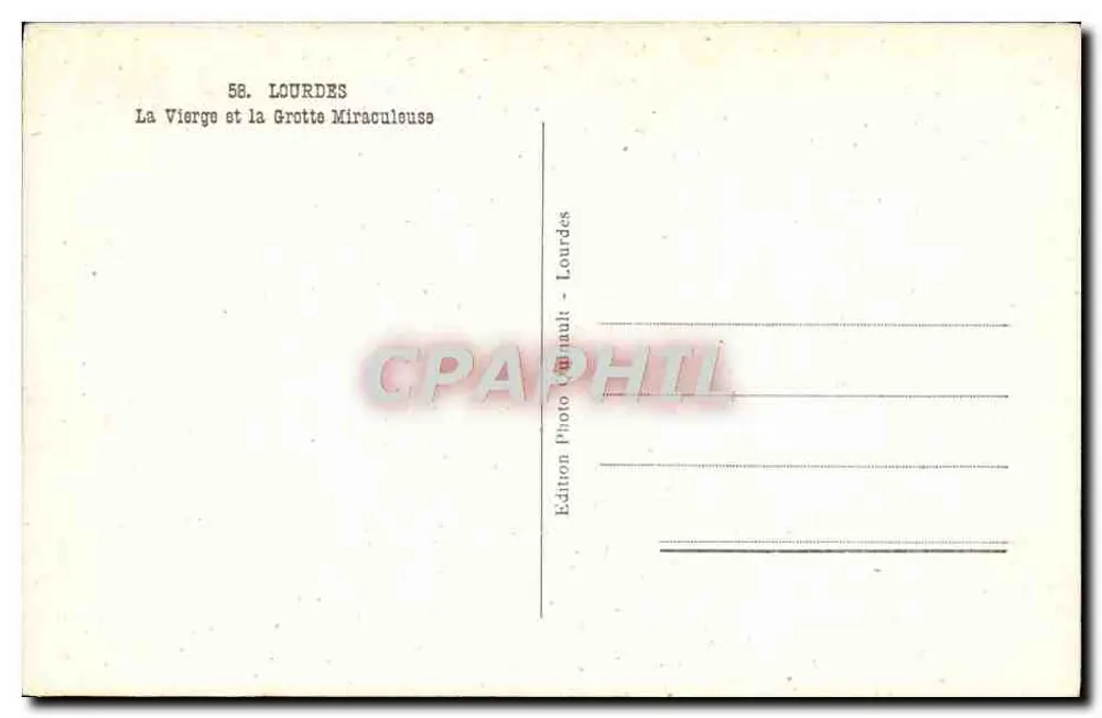 A Virgem na Gruta Milagrosa — Lourdes — Edição Foto Girmault - Verso