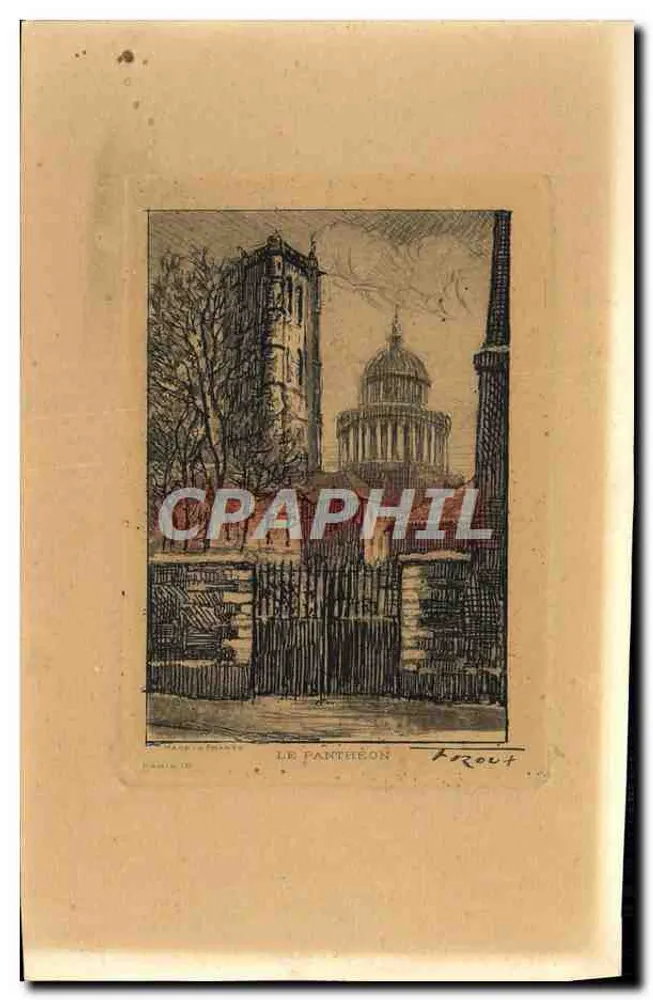 Le Panthéon — Paris — gravure signée Arroux - Recto