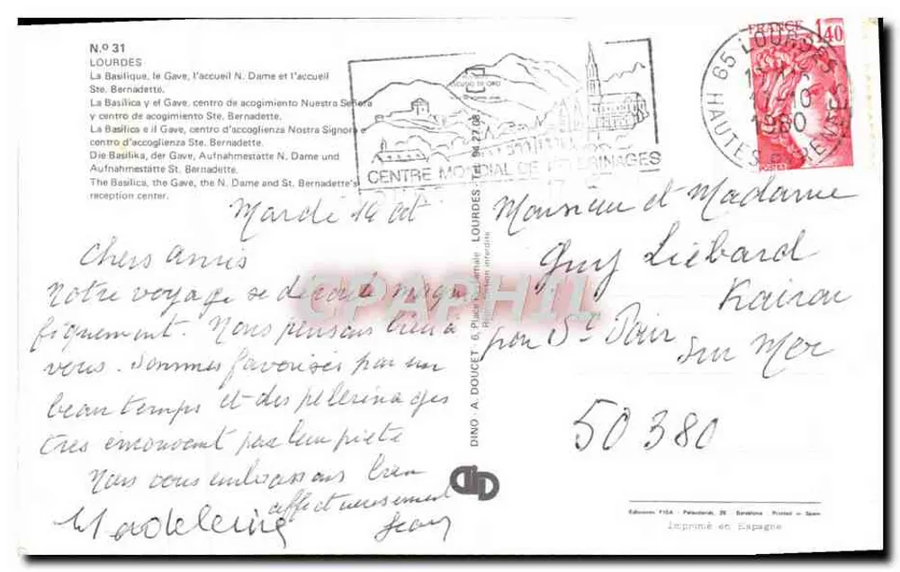 Lourdes — Basílica e centro de acolhimento Ste. Bernadette — Éditions FISA, n°31 - Verso