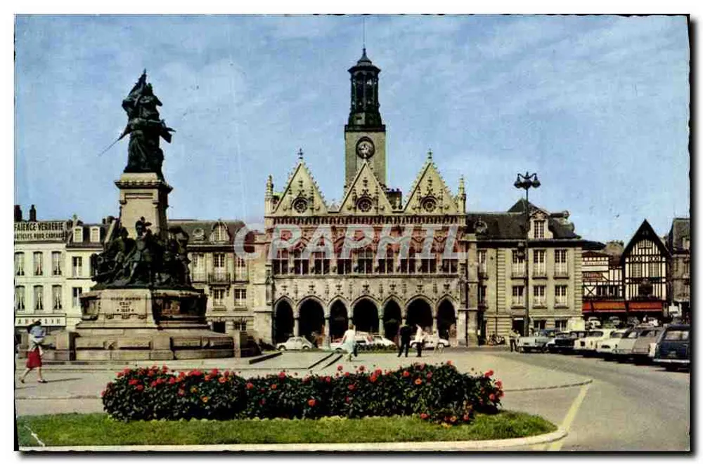 Praça do Mercado em Saint-Quentin — Hotel de Ville e monumento — editor Grapati - Frente