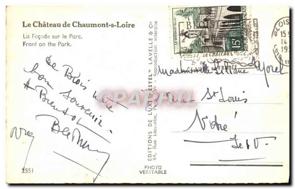 Castelo de Chaumont-s-Loire — Fachaça sobre o parque — Estel - Verso