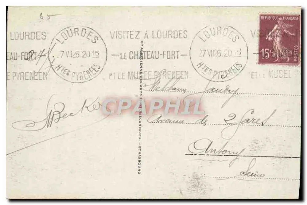 Lourdes — Das befestigte Schloss und die Berge — unbekannter Verlag, n° 94 - Rückseite