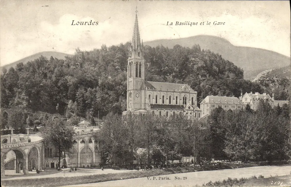 Lourdes — A Basílica e o Gave — V.P. Paris No. 29 - Frente