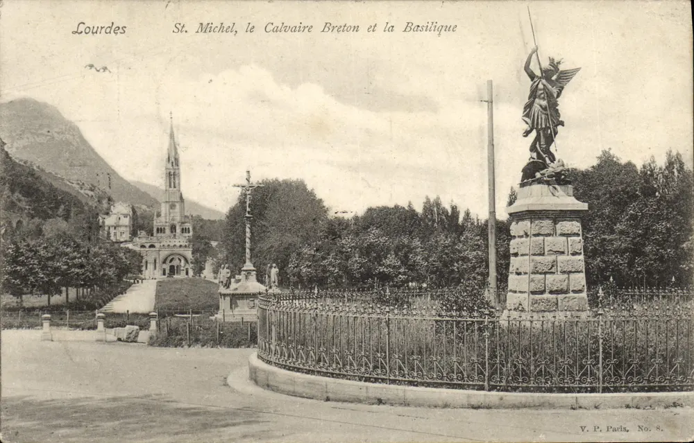 Lourdes — Heiliger Michael, der Bretonische Calvary und die Basilika — V. P. Paris, Nr. 8 - Vorderseite