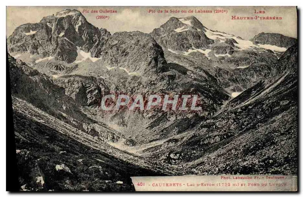 Hautes-Pyrénées — Ansicht der Gipfel der Oulettes und der Sède oder Labassa — Foto von Labouche Fr. - Toulouse - Vorderseite