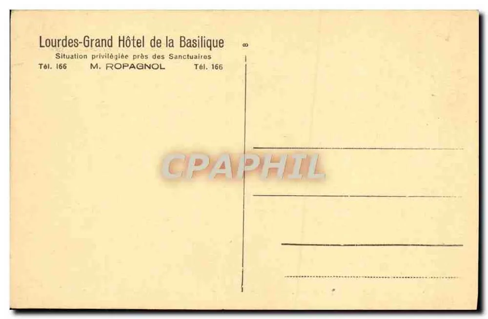 Grand Hotel der Basilika — Lourdes — Verlag nicht sichtbar - Rückseite