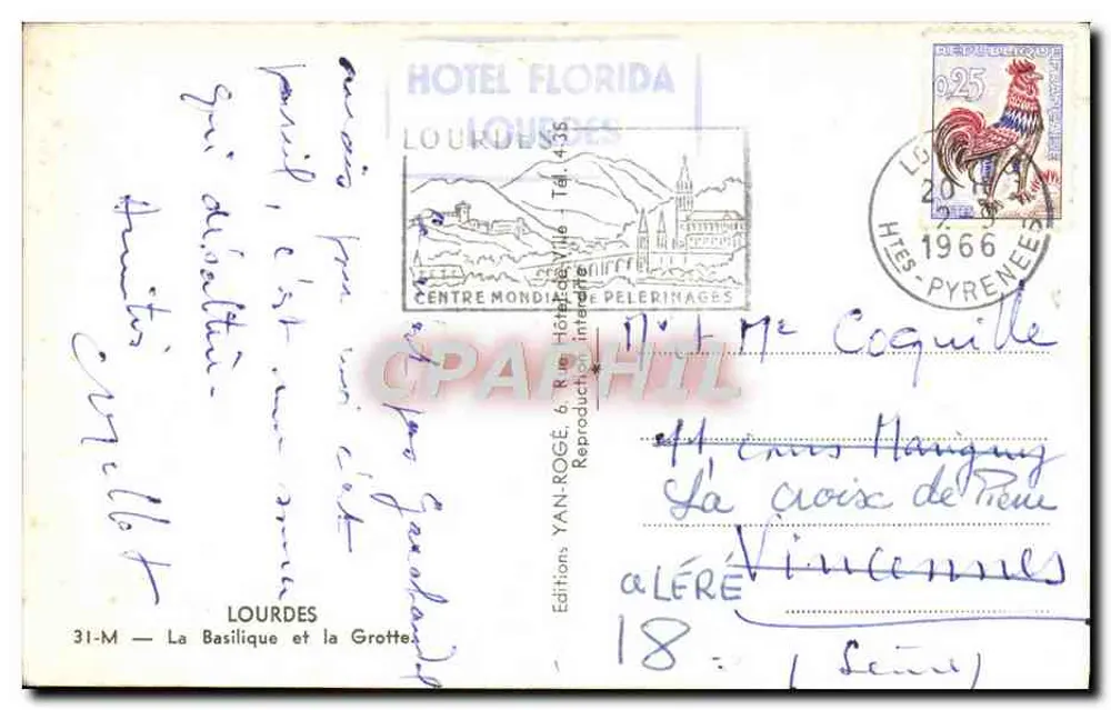 Lourdes — A Basílica e a Gruta — Éditions YAN, n° 31-M - Verso