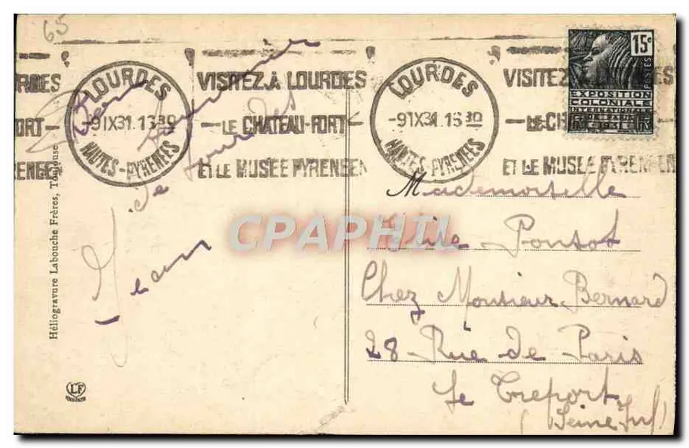 Lourdes — La Grotte et la Basilique — Héliogravure Frères, Toulouse - Reverso