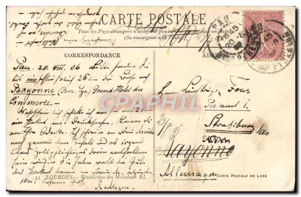 Basílica Nossa Senhora de Lourdes — Pelerinagem — Carta postal de luxo - Verso