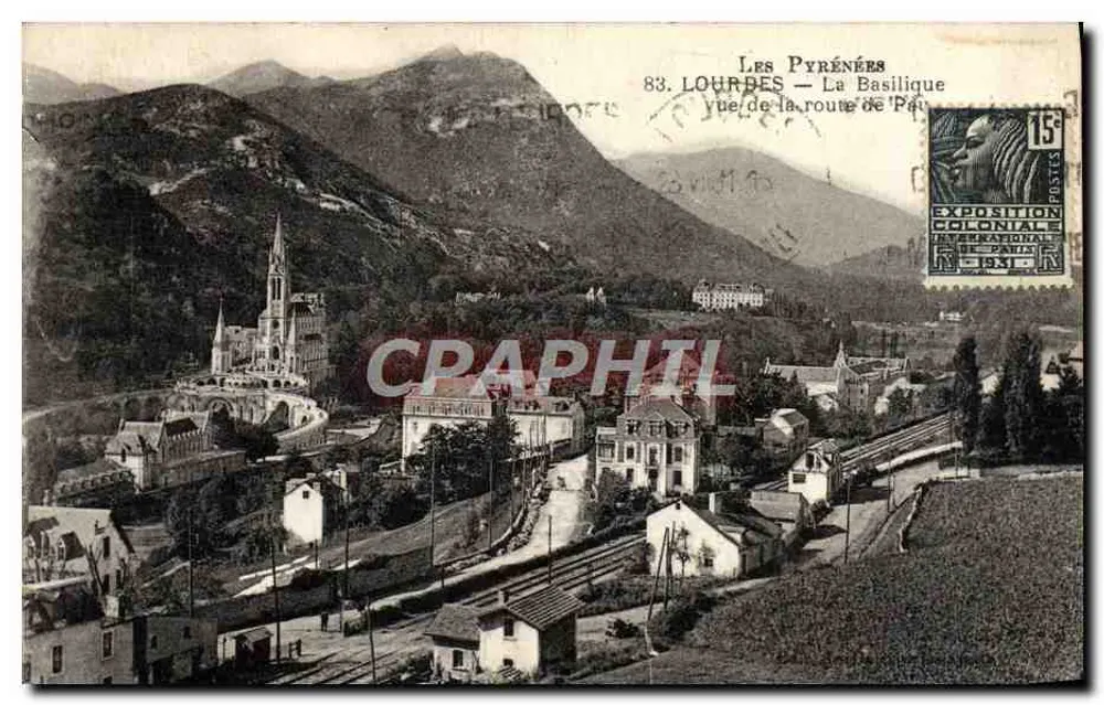 Lourdes — Die Basilika — Ansicht von der Straße nach Pau - Vorderseite
