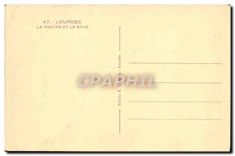 Lourdes — A Piscina e o Gave — Edição E. Cottrell, Lourdes - Verso
