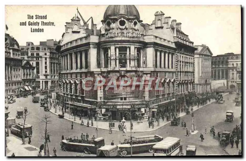 The Strand und Gaiety Theatre, London — Ansicht von der Ecke der Straße — Verlag nicht sichtbar - Vorderseite