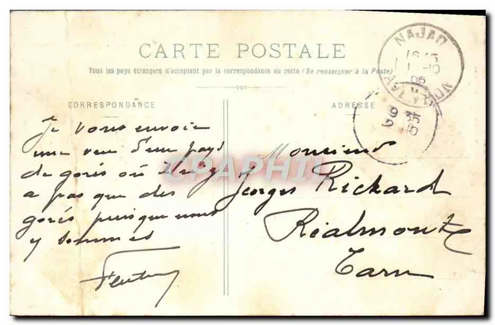 Najac - Le Château — Ancienne Citadelle, la plus formidable du Rouergue — éditeur A. Rivals, cliché - Verso