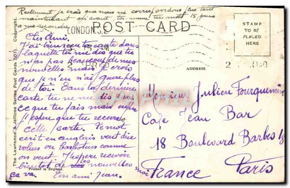 Bestechung — Illustration von J. Wawbon — Briefkarten-Serie - Rückseite