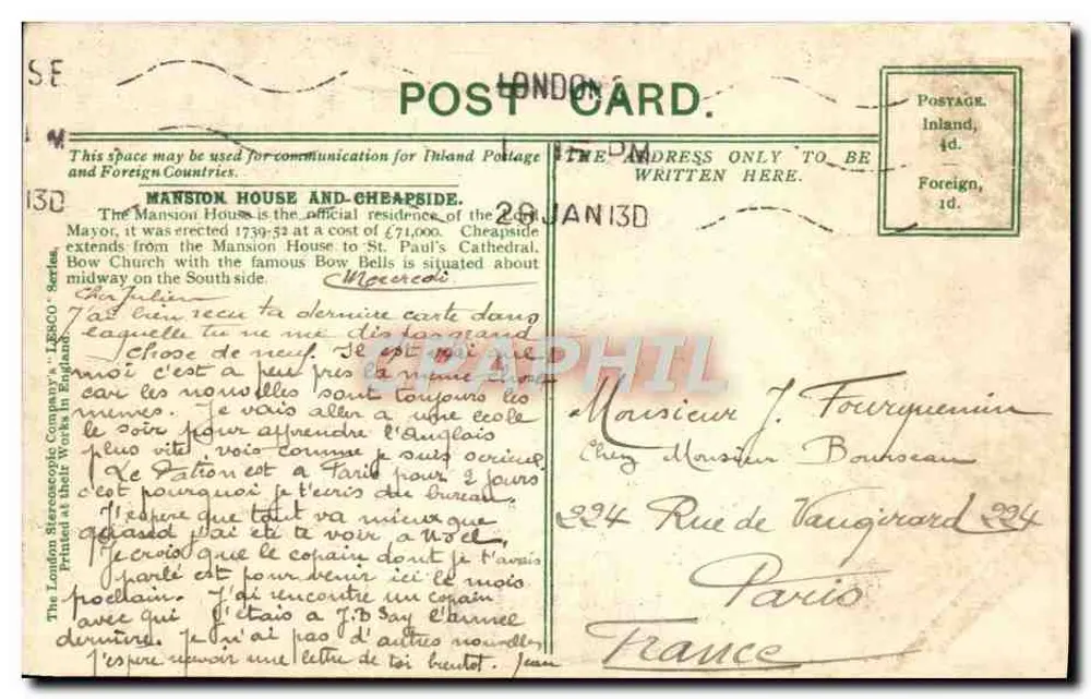 LONDRES—CASA DO MUNICÍPIO E CHEAPSIDE — LESCO Company, série 130 - Verso