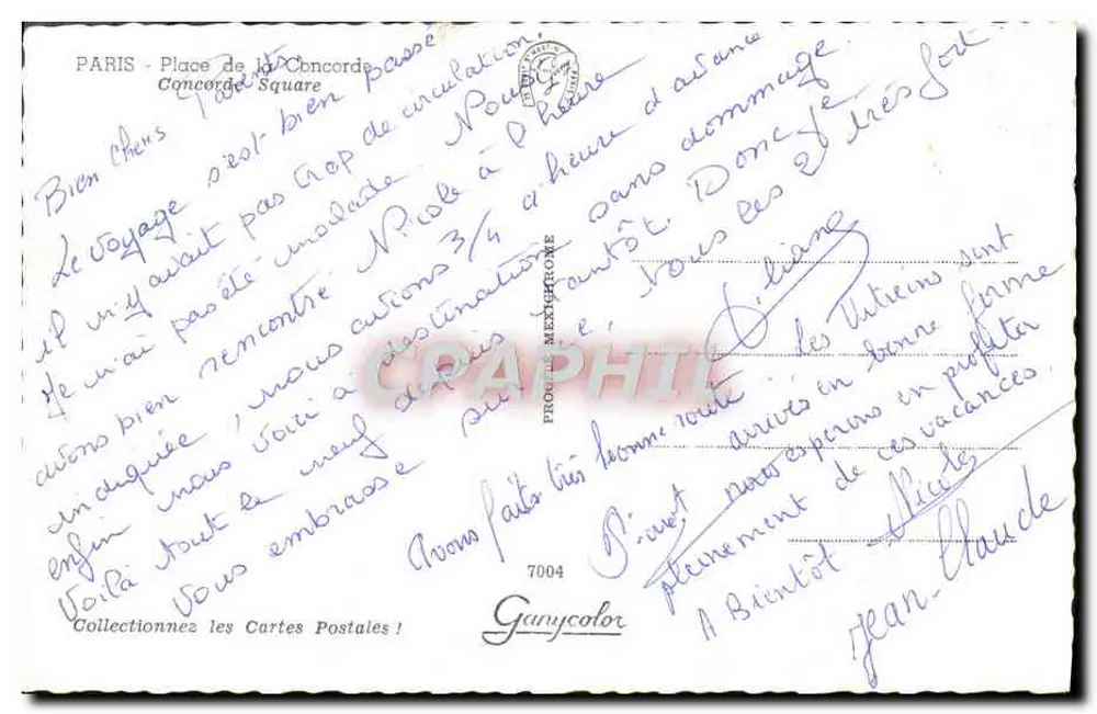 Paris - Praça da Concórdia — vista de um ponte — editor Ganycolor, n°7004 - Verso