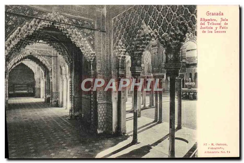 Alhambra, Sala del Tribunal und Patio de los Leones — Granada — R. Garzon, Fotograf, Alhambra Nr. 24 - Vorderseite