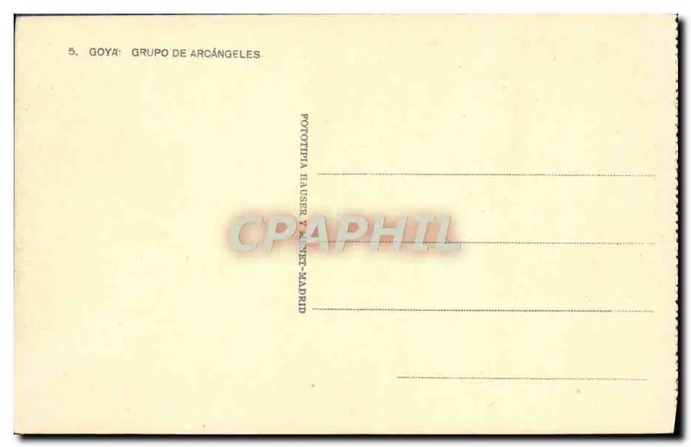 Goya: Grupo de Arcángeles — Phototypia Hauser y Manvet, Madrid, n°5 - Verso
