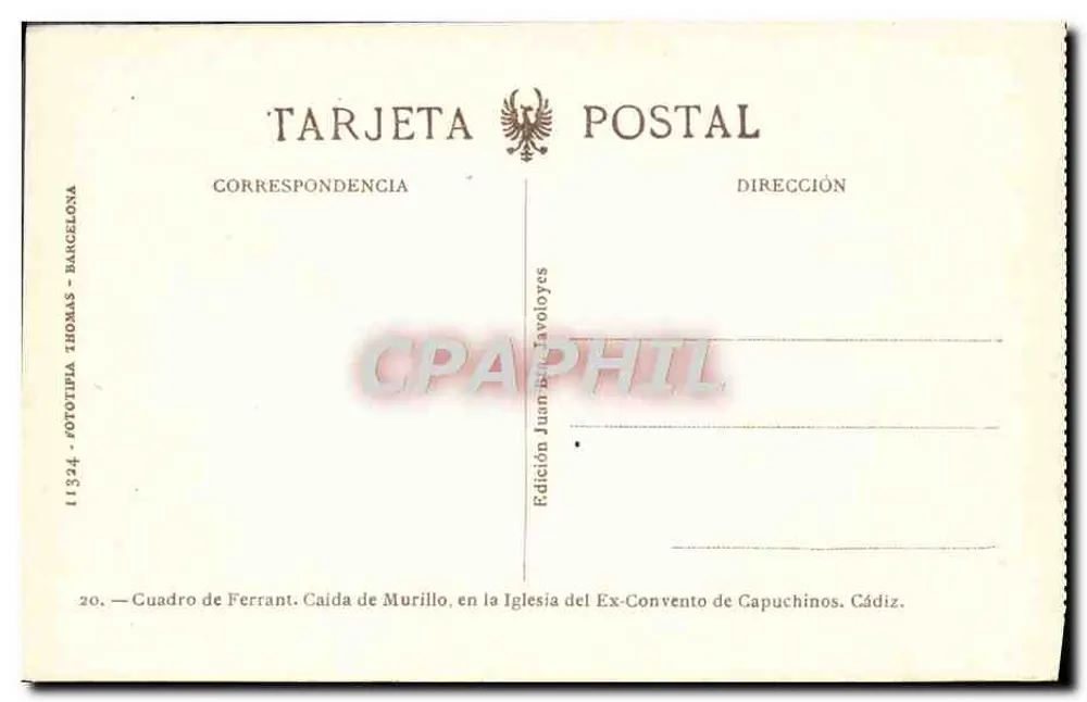 Caida de Murillo — na Igreja do Ex-Convento dos Capuchinhos — Edição Juan B. Tavoloyes - Verso