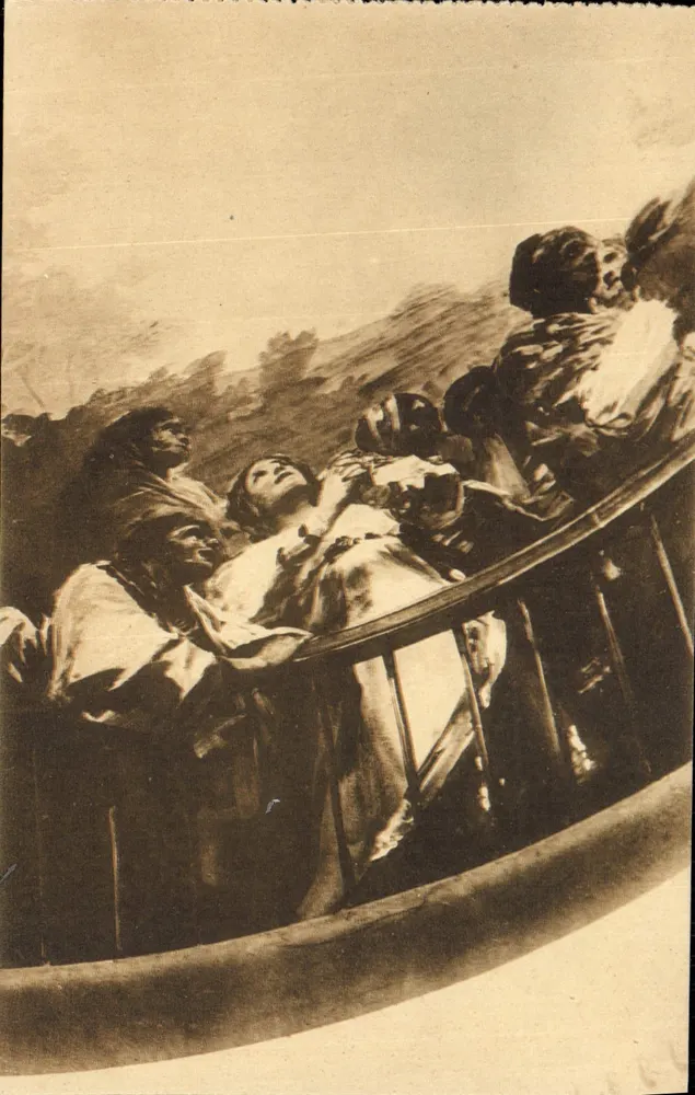 Goya: Grupo de figuras adorando el milagro del santo — Fototipia Hauser, Madrid, n°3 - Anverso
