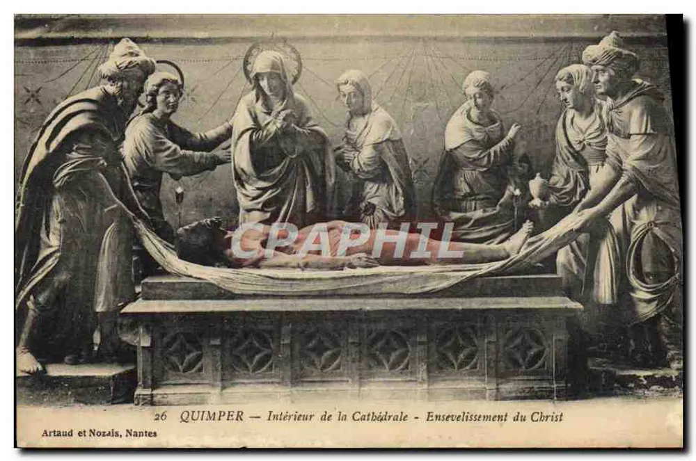 Quimper — Innenansicht der Kathedrale — Beerdigung des Christus — Artaud et Nozais, Nantes, n°26 - Vorderseite