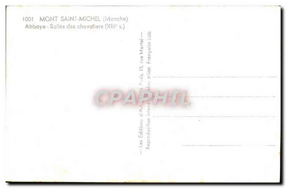 Mont Saint-Michel — Abtei — Rittersaal (13. Jahrhundert) — Les Editions d'Art, Paris - Rückseite