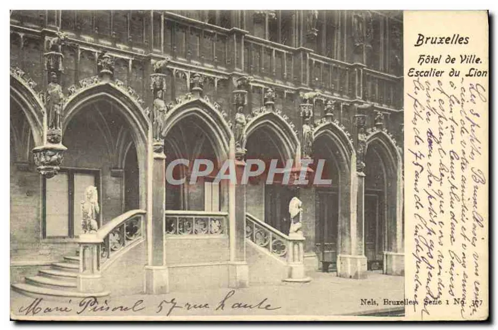 Brüssel — Stadthaus. Treppen des Löwen — Nels, Brüssel, Serie 1 Nr. 387 - Vorderseite