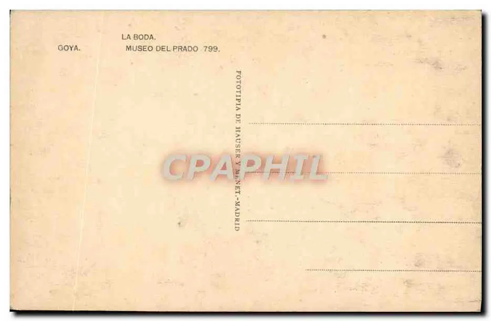 A boda — Goya — fototipia Hausser, n° 799 - Verso