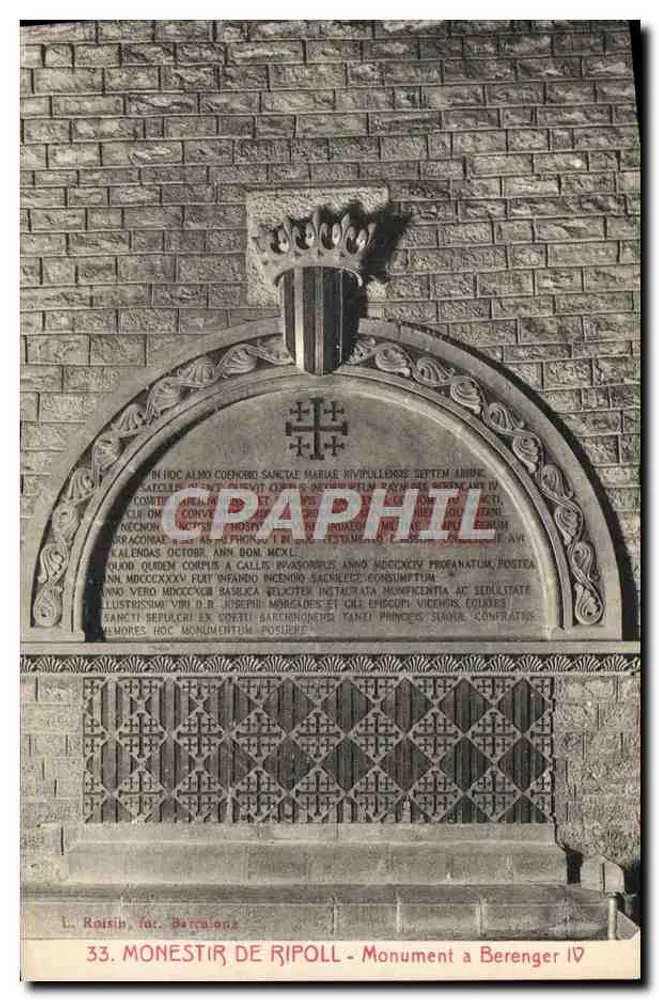 Klasztor w Ripoll — Pomnik Berengara IV — L. Roisin, Barcelonie, nr 33 - Awers