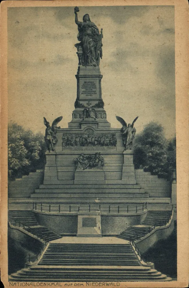 Nationaldenkmal auf dem Niederwald — monument avec statue centrale et anges — éditeur non visible - Recto