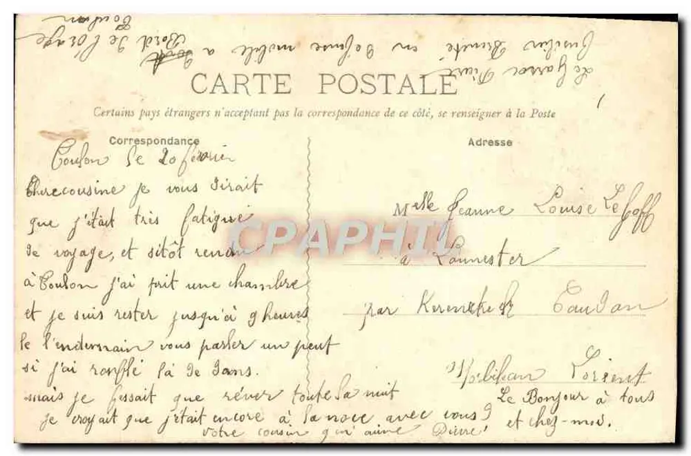 Toulon — Souvenir de Toulon — éditeur imprimeur non identifié - Verso