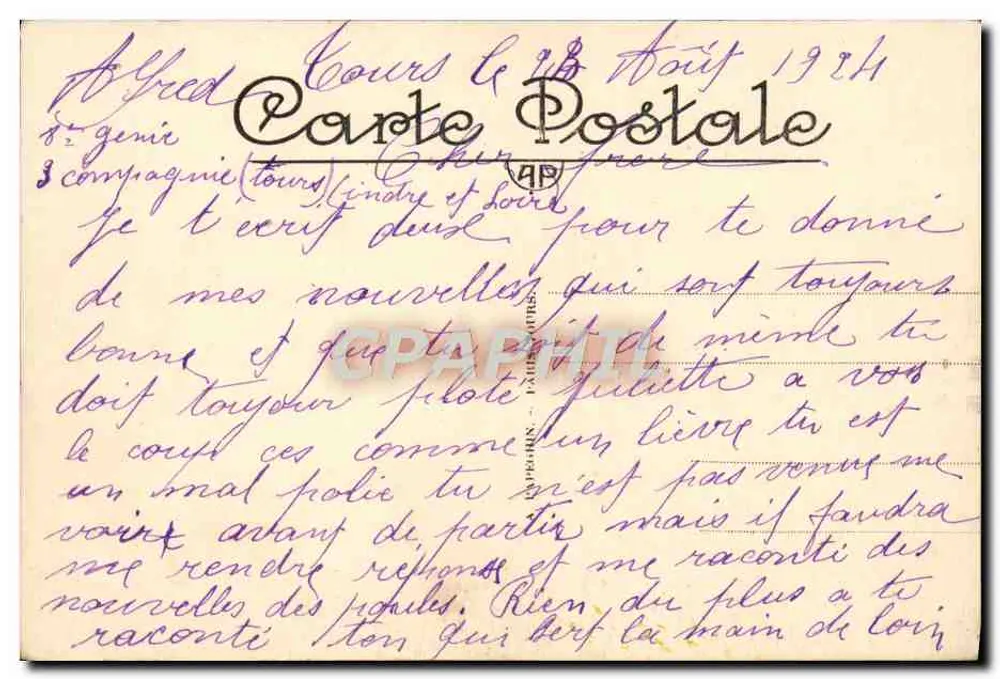 Tours (Loire) — A Estação Ferroviária — CPAPHIL - Verso