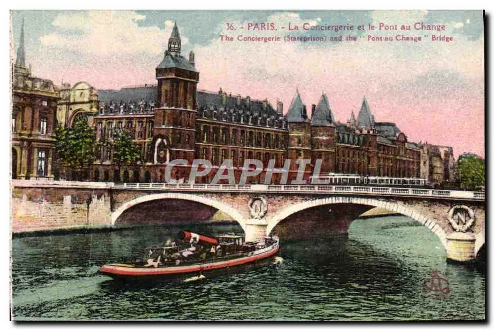 Paris - Die Conciergerie und der Pont au Change — Phototypie Labeille, Paris, n°36 - Vorderseite